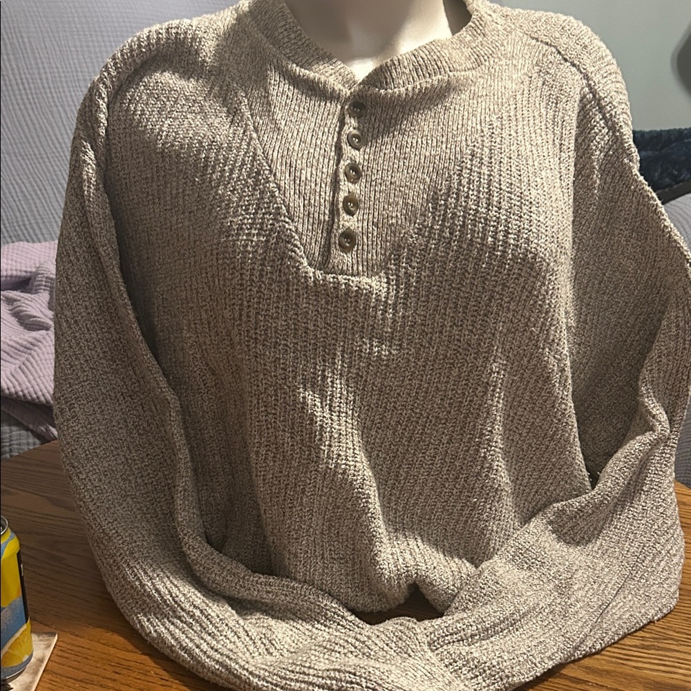 Vintage Eddie St John’s Bay Henley sweater 100% cotton chunky knit. Size 4XL.
